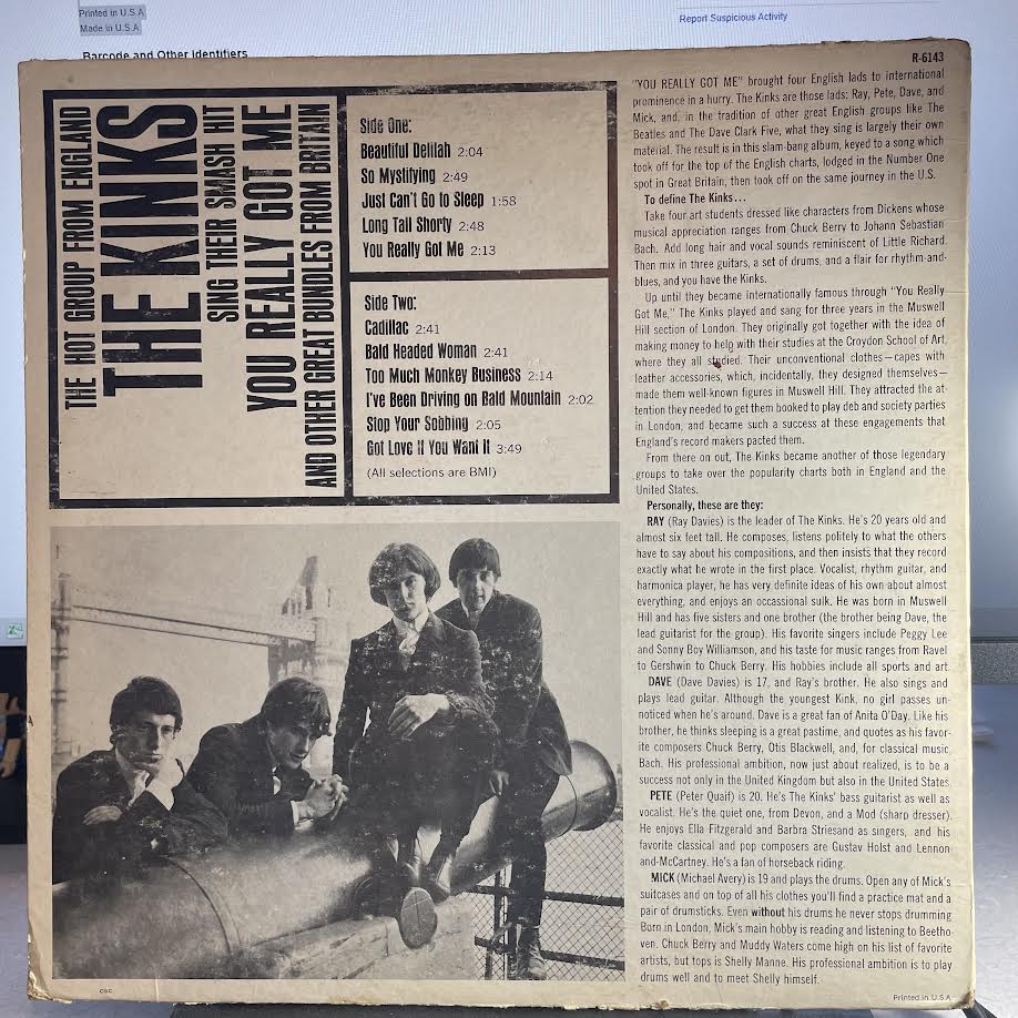 The Kinks - You Really Got Me (VINYL) | Very Good (VG) Very Good (VG)-Music History