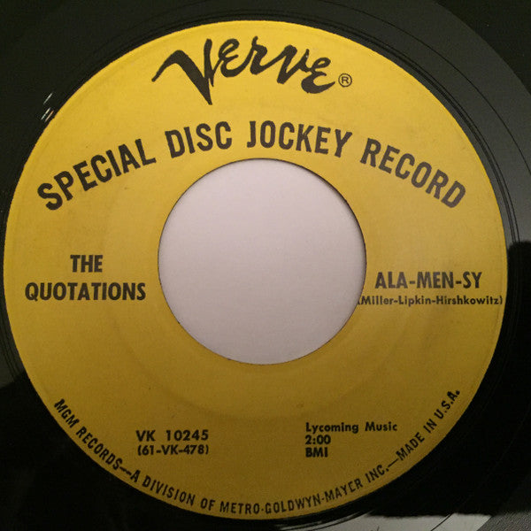 The Quotations - Imagination / Ala-Men-Sy (7" VINYL) | Very Good (VG) Generic-Music History