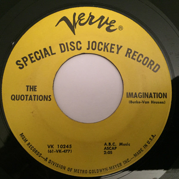 The Quotations - Imagination / Ala-Men-Sy (7" VINYL) | Very Good (VG) Generic-Music History
