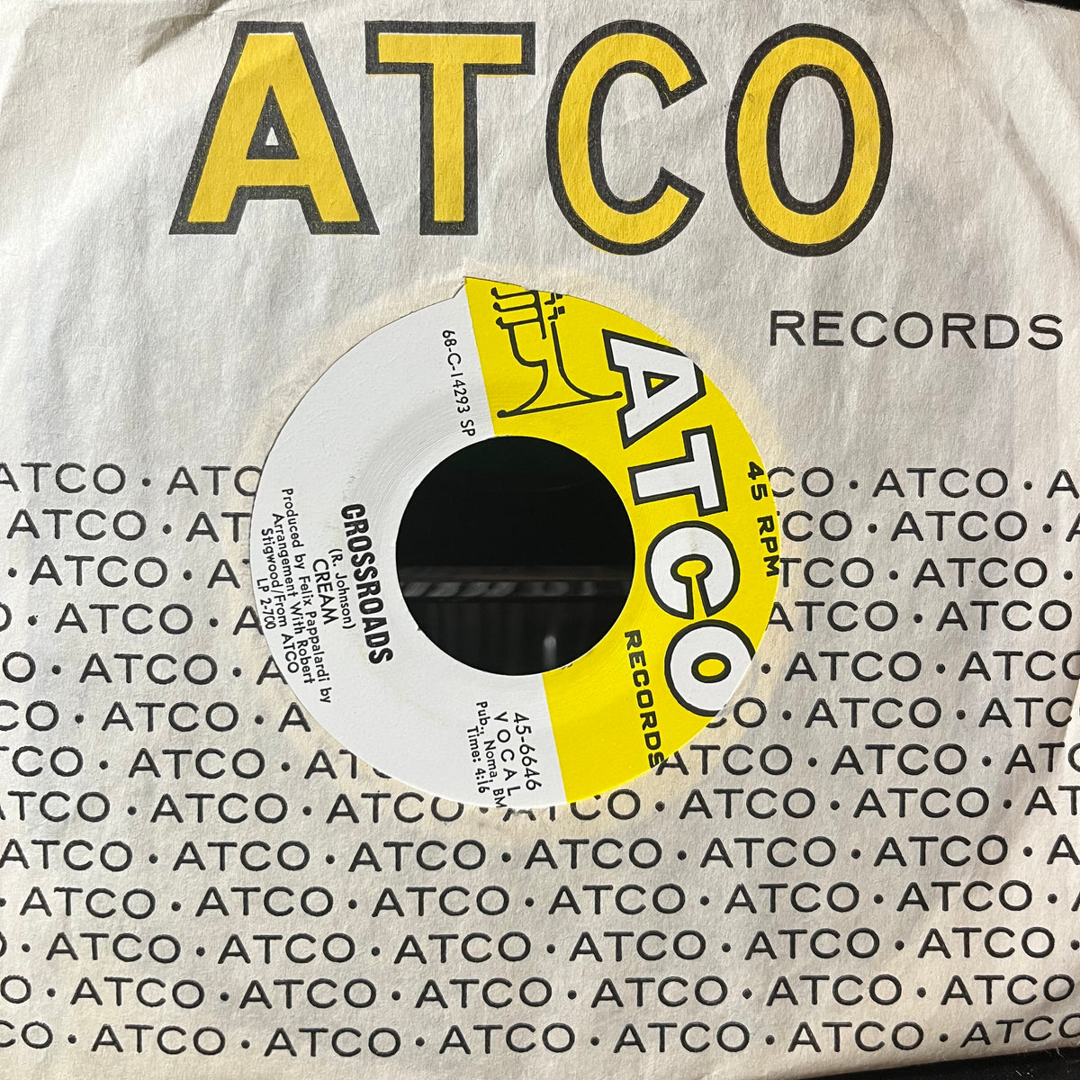 Cream - Crossroads / Passing The Time (VINYL 7" ATCO 45-6646 1969) | Near Mint (NM or M-) Near Mint (NM)-Music History