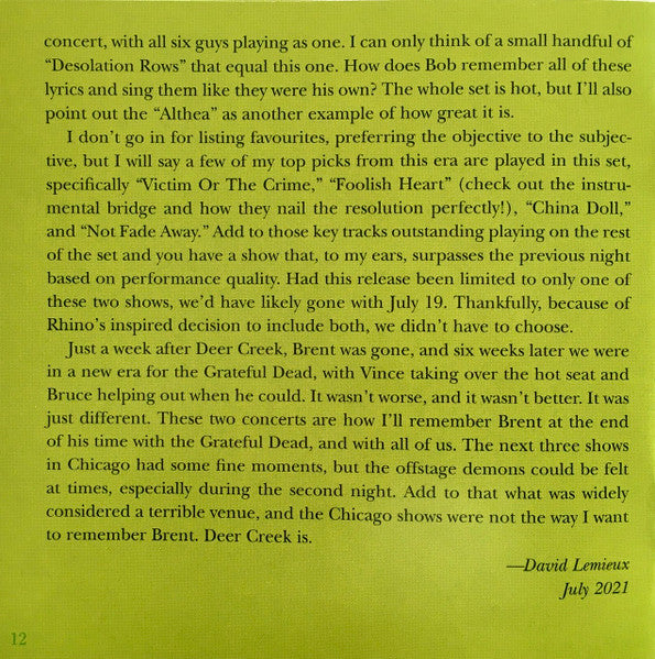 Dave's Picks, Volume 40 (3xCD)(Deer Creek Music Center, Noblesville, IN • 7/18-19/90 | Mint (M) Near Mint (NM)-Music History
