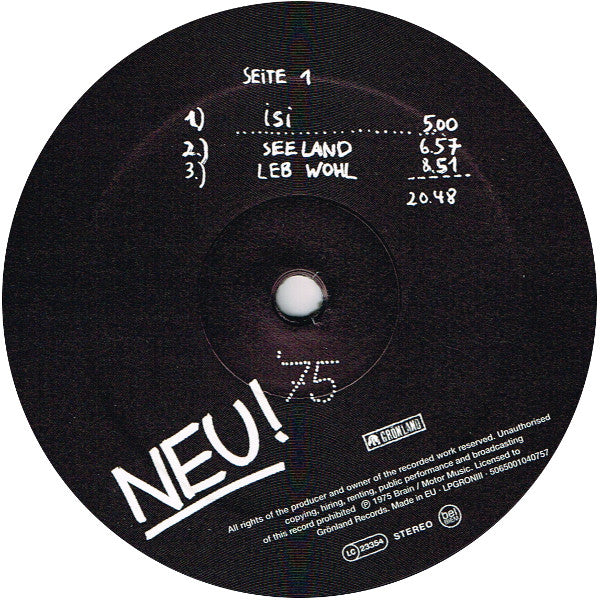 Neu! - Neu! '75 (VINYL) | Mint (M) Mint (M)-Music History
