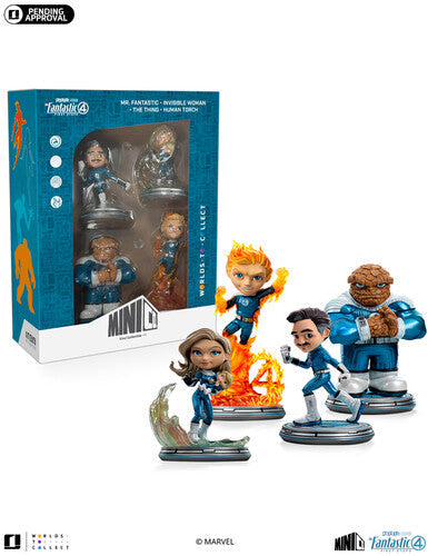 Fantastic Four - MiniCo Fantastic Four Metallic First Steps 4 Pack (Large Item, Statue, Collectible,) |-Music History