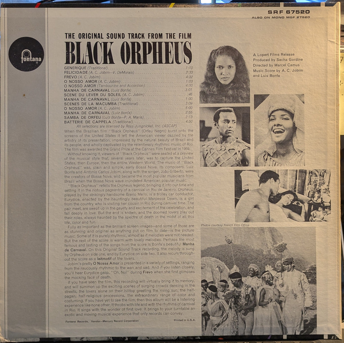 Various - The Original Sound Track From The Film Black Orpheus (VINYL) | Near Mint (NM) Excellent (EX)-Music History