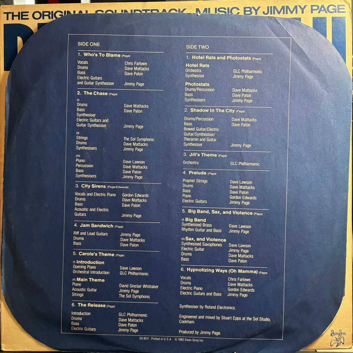 Jimmy Page - Death Wish II (The Original Soundtrack) (VINYL) | Near Mint (NM or M-) Excellent (EX)-Music History