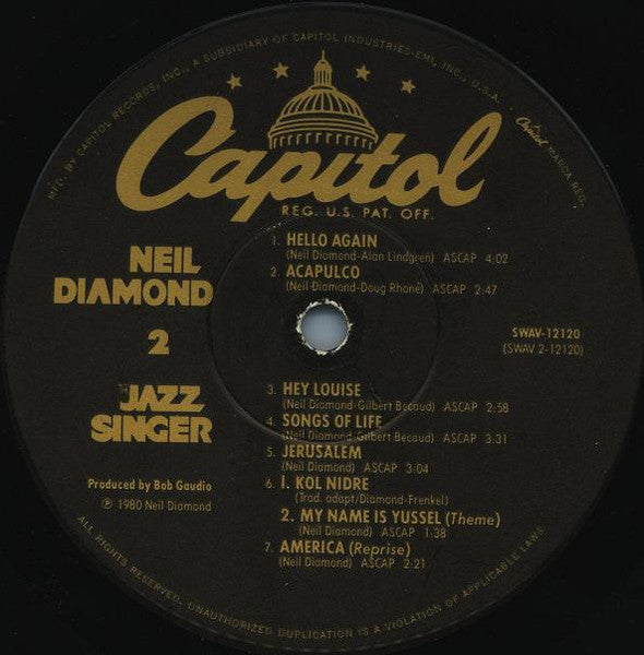 Neil Diamond - The Jazz Singer (Original Songs From The Motion Picture) (VINYL) | Near Mint (NM) Near Mint (NM)-Music History