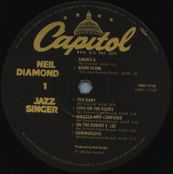 Neil Diamond - The Jazz Singer (Original Songs From The Motion Picture) (VINYL) | Near Mint (NM) Near Mint (NM)-Music History