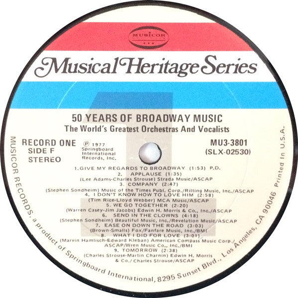 The World's Greatest Orchestras And Vocalists - 50 Years Of Broadway Music | Near Mint (NM) Near Mint (NM)-Music History