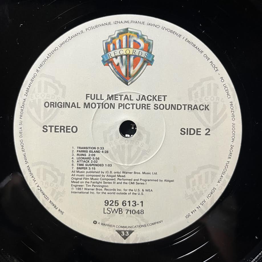 Various - Stanley Kubrick's Full Metal Jacket - Original Motion Picture Soundtrack (YUGOSLAVIA VINYL) | Near Mint (NM) Excellent (EX)-Music History