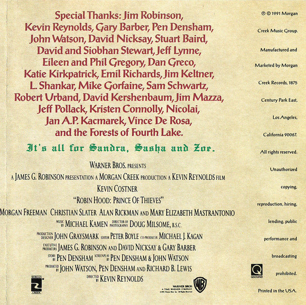 Michael Kamen - Robin Hood: Prince Of Thieves (Original Motion Picture Soundtrack) (CD) | Near Mint (NM) Near Mint (NM)-Music History