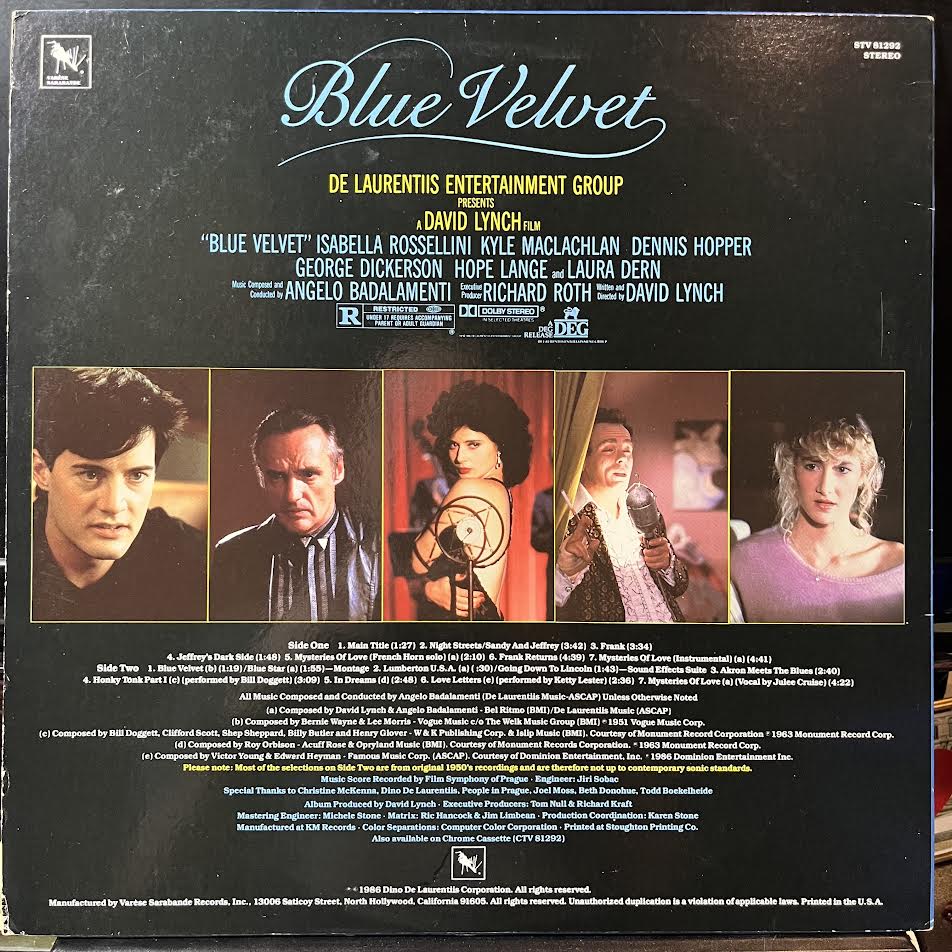 Angelo Badalamenti - Blue Velvet (Original Motion Picture Soundtrack) (VINYL) | Near Mint (NM) Excellent+ (EX+)-Music History