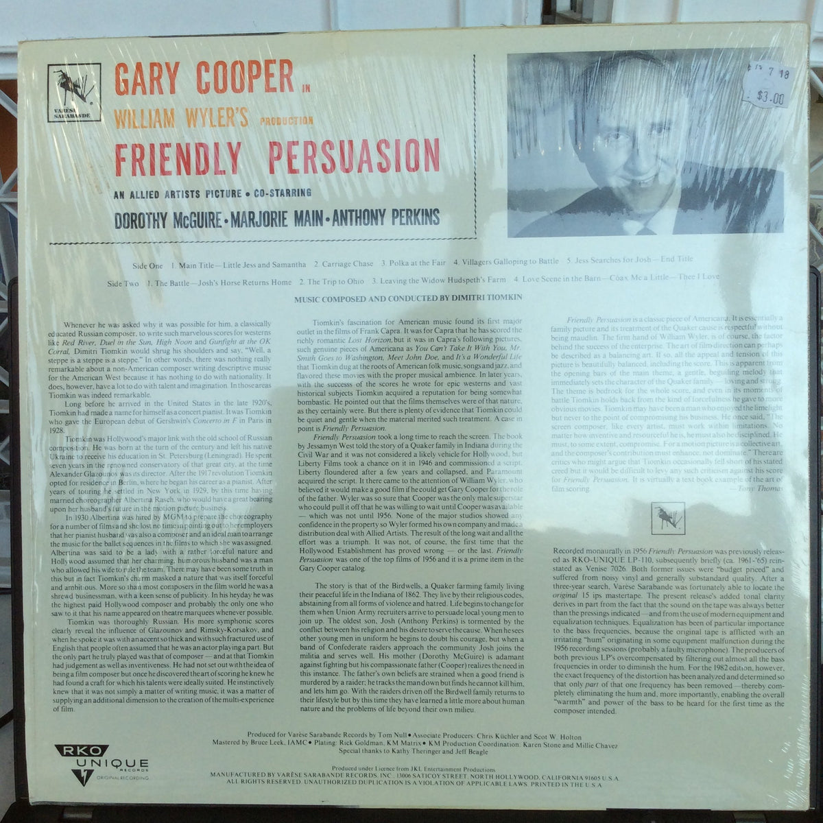 Dimitri Tiomkin - Friendly Persuasion (Original Music From The Soundtrack Of The Motion Picture) (VINYL) | Near Mint (NM) Near Mint (NM)-Music History