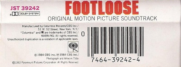 Various - Footloose (Original Motion Picture Soundtrack) *CASSETTE* | Near Mint (NM) Near Mint (NM)-Music History