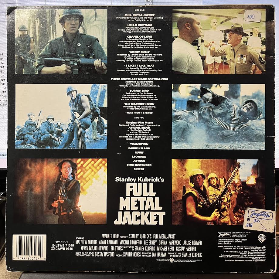 Various - Stanley Kubrick's Full Metal Jacket - Original Motion Picture Soundtrack (YUGOSLAVIA VINYL) | Near Mint (NM) Excellent (EX)-Music History
