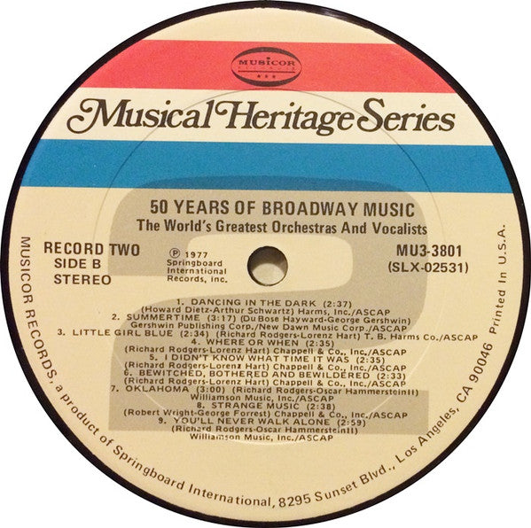 The World's Greatest Orchestras And Vocalists - 50 Years Of Broadway Music | Near Mint (NM) Near Mint (NM)-Music History