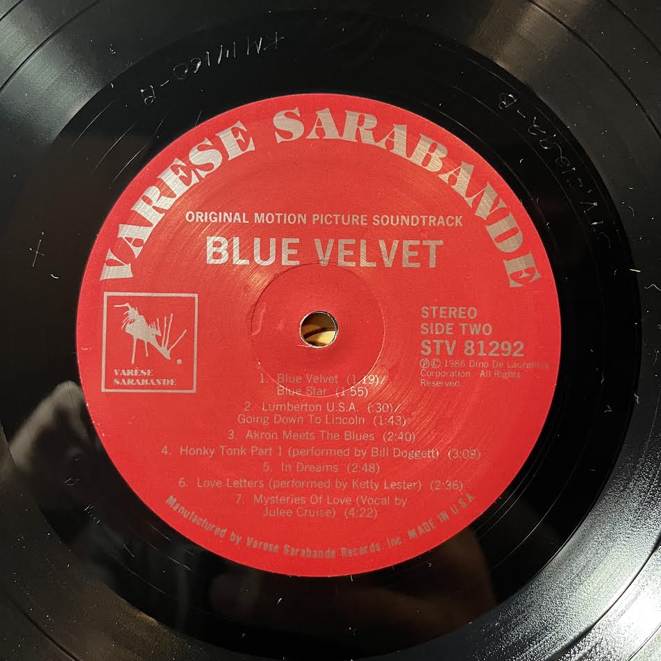 Angelo Badalamenti - Blue Velvet (Original Motion Picture Soundtrack) (VINYL) | Near Mint (NM) Excellent+ (EX+)-Music History