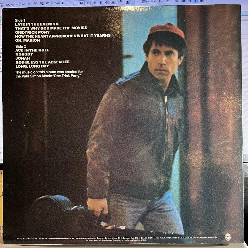Paul Simon - One-Trick Pony *SPECIALTY 1980* | Near Mint (NM) Near Mint (NM)-Music History