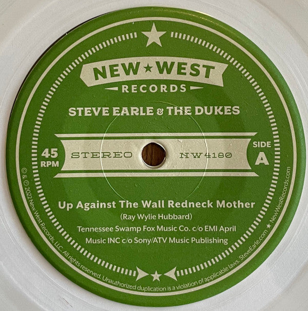 Steve Earle & The Dukes - Up Against The Wall Redneck Mother / Night Rider's Lament | Mint (M) Mint (M)-Music History