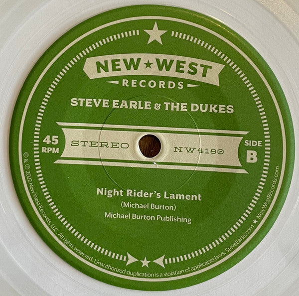 Steve Earle & The Dukes - Up Against The Wall Redneck Mother / Night Rider's Lament | Mint (M) Mint (M)-Music History