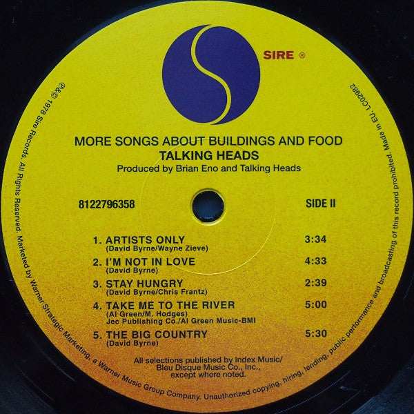 Talking Heads - More Songs About Buildings And Food | Mint (M) Mint (M)-Music History