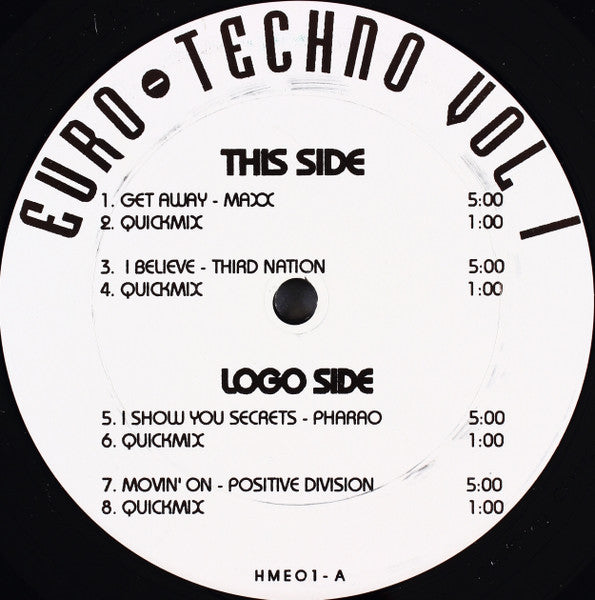 Various - Euro-Techno Vol 1 (12" VINYL) | Excellent (EX) Excellent (EX)--Music History