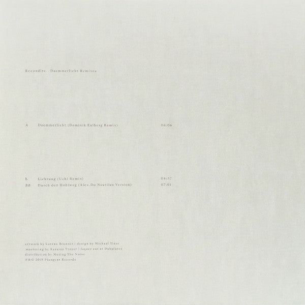 Recondite - Daemmerlicht Remixes EP (12" VINYL) | Excellent (EX) Near Mint (NM)--Music History