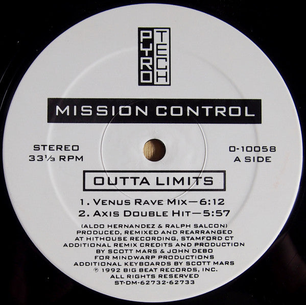 Mission Control - Outta Limits (Remixes) | Excellent (EX) Generic--Music History