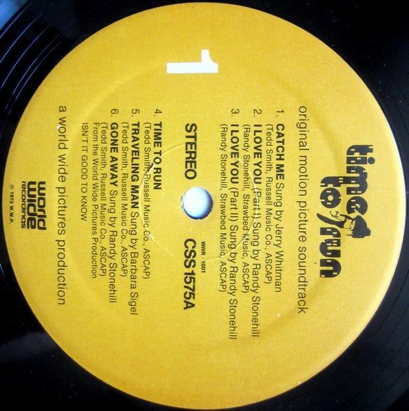 Tedd Smith - Time To Run (Original Motion Picture Soundtrack) | Very Good (VG) Near Mint (NM)-Music History