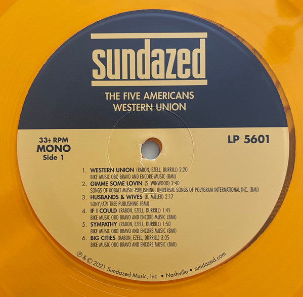 The Five Americans - Western Union / Sound Of Love (COLOR VINYL) | Mint (M) Mint (M)-Music History