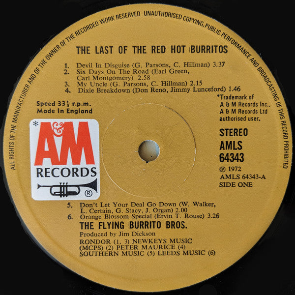 The Flying Burrito Bros - The Last Of The Red Hot Burritos | Very Good Plus (VG+) Near Mint (NM)-Music History