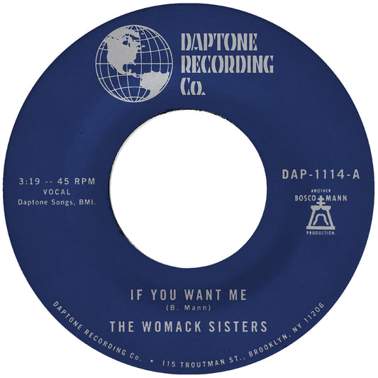 The Womack Sisters - If You Want Me B/W I Just Don'T Want You (To Say Goodbye)(7" VINYL) | Mint (M) Generic-Music History