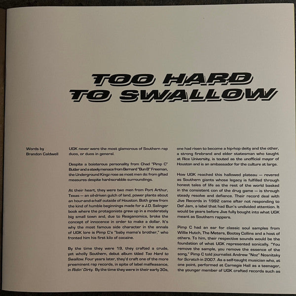 UGK - Too Hard to Swallow (2xCOLOR VINYL / VMP) | Mint (M) Mint (M)-Music History