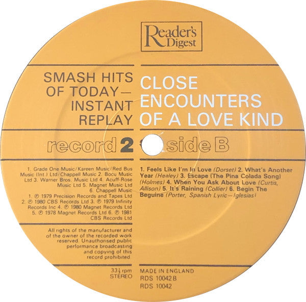 Smash Hits Of Today - Instant Replay | Near Mint (NM) Near Mint (NM)-Music History