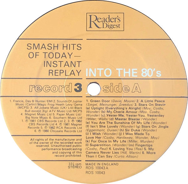 Smash Hits Of Today - Instant Replay | Near Mint (NM) Near Mint (NM)-Music History