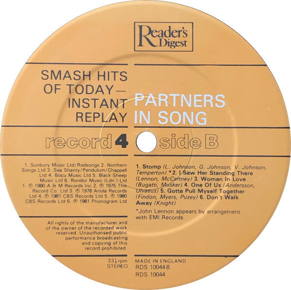Smash Hits Of Today - Instant Replay | Near Mint (NM) Near Mint (NM)-Music History