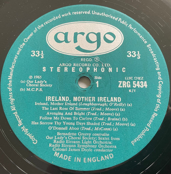 Our Lady's Choral Society - Ireland, Mother Ireland *UK* | Near Mint (NM) Near Mint (NM)--Music History