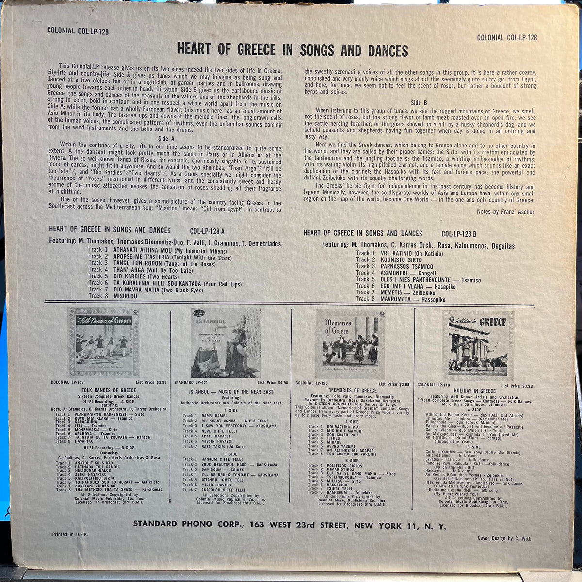 Various - The Heart Of Greece In Songs And Dances *PROMO* | Excellent (EX) Very Good (VG)--Music History