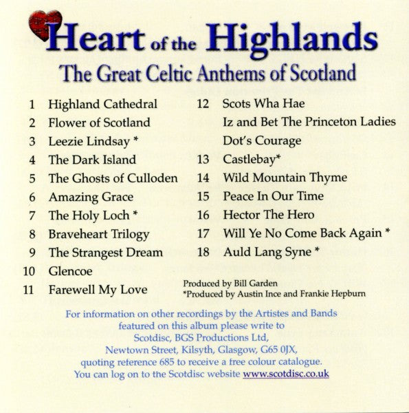 Various - Heart Of The Highlands (The Great Celtic Anthems Of Scotland) (CD) | Near Mint (NM) Excellent (EX)--Music History