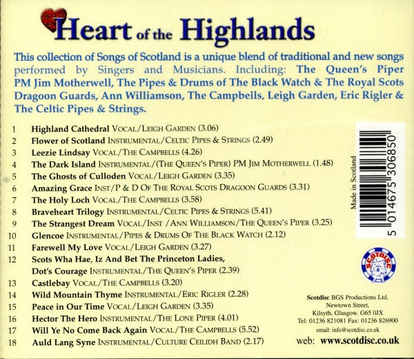 Various - Heart Of The Highlands (The Great Celtic Anthems Of Scotland) (CD) | Near Mint (NM) Excellent (EX)--Music History